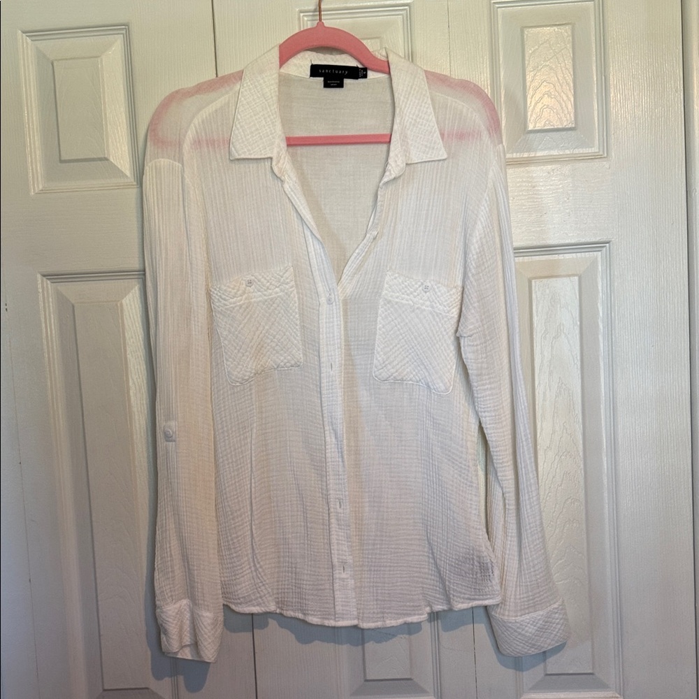 Sanctuary White Button-Up Blouse